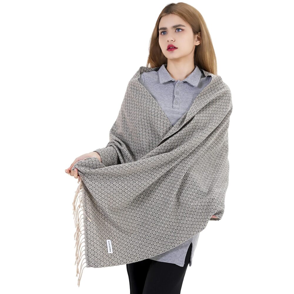 7792 Women's Long Plaid Scarf Chunky Oversized Winter Warm Cashmere Shawl Gift